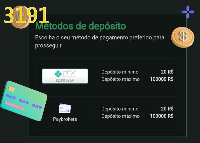 O cassino 3191bet oferece uma grande variedade de métodos de pagamento